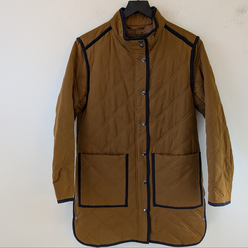 Tyler Boe Women's Brown Blue Quilted Car Coat Chore Barn Size Medium